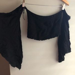 Black tube top with flowy sleeves